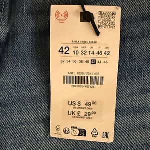 NWT Zara Blue Denim Wide Leg Jeans